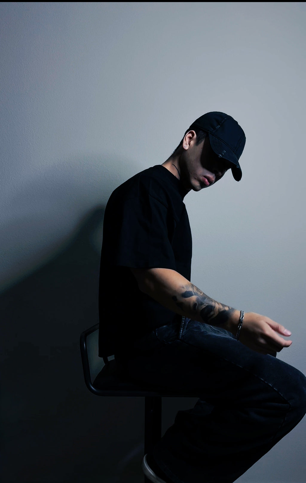 Black Distressed Low Profile Hat