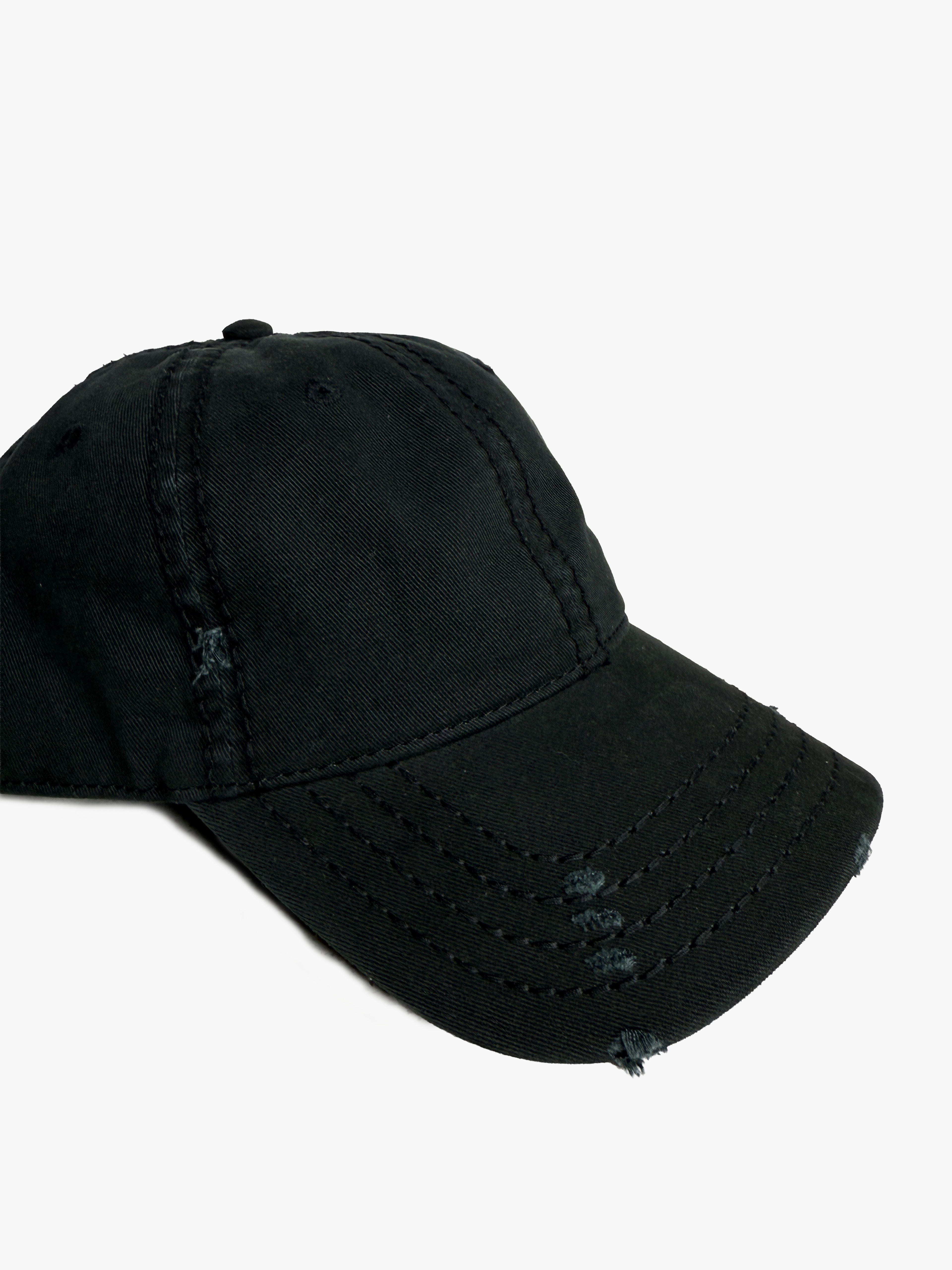 Black Distressed Low Profile Hat